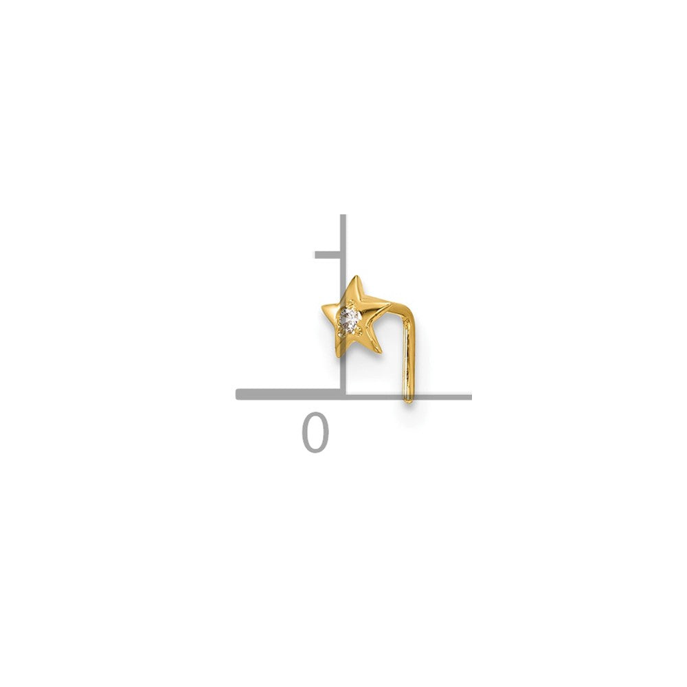14k 23 Gauge CZ Star Nose Stud