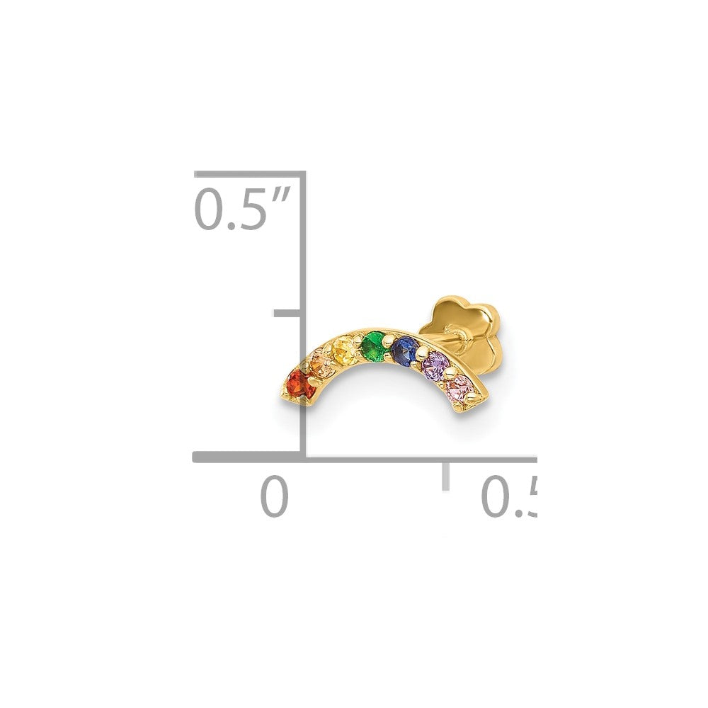 14K 18 Gauge Polished Multi-color CZ Cartilage Body Jewelry