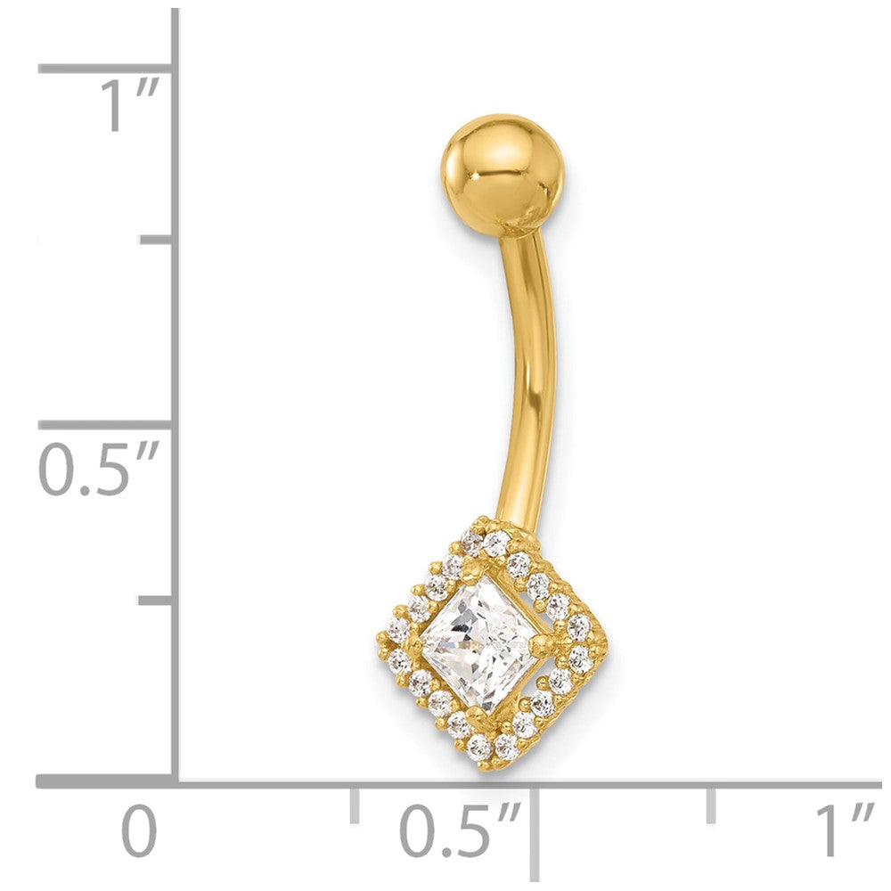 14K 14 Gauge Polished CZ Navel/Belly Ring