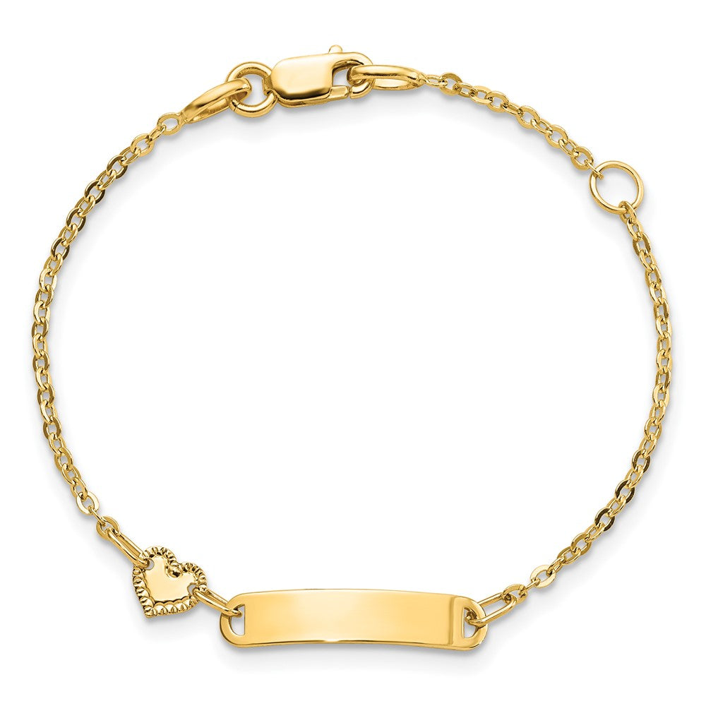 14K Polished ID with Heart Bracelet