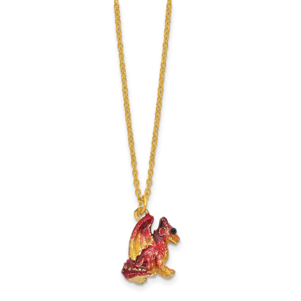 Luxury Giftware Bejeweled KAI Red Dragon Trinket Box with Matching 18 inch Necklace