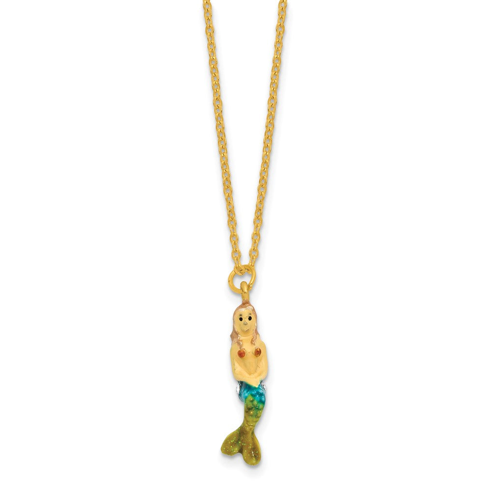 Luxury Giftware Bejeweled NERISSA Mermaid on Coral Trinket Box with Matching 18 inch Necklace