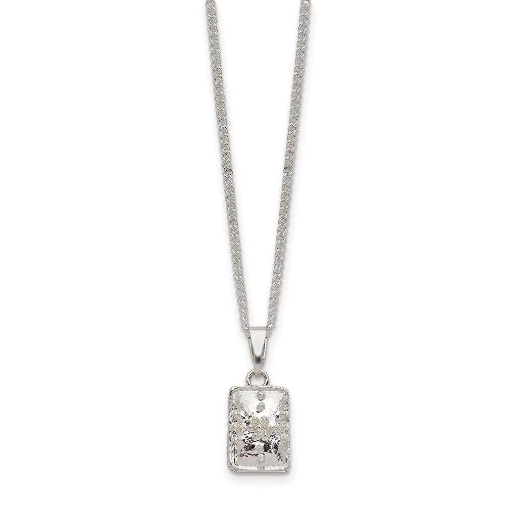 Luxury Giftware Bejeweled ALLURING Rectangle Silver-tone Heart Trinket Box with Matching 18 inch Necklace