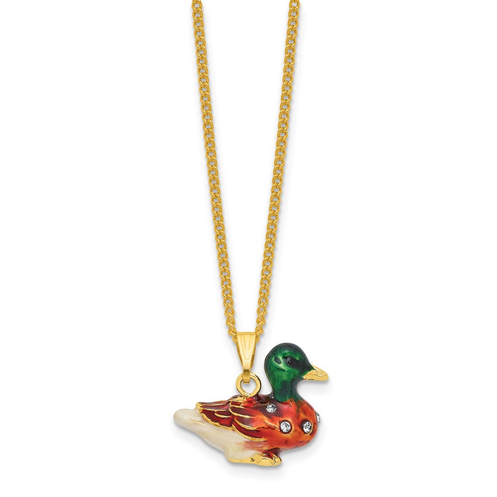 Luxury Giftware Bejeweled BILL Duck Trinket Box with Matching 18 inch Necklace