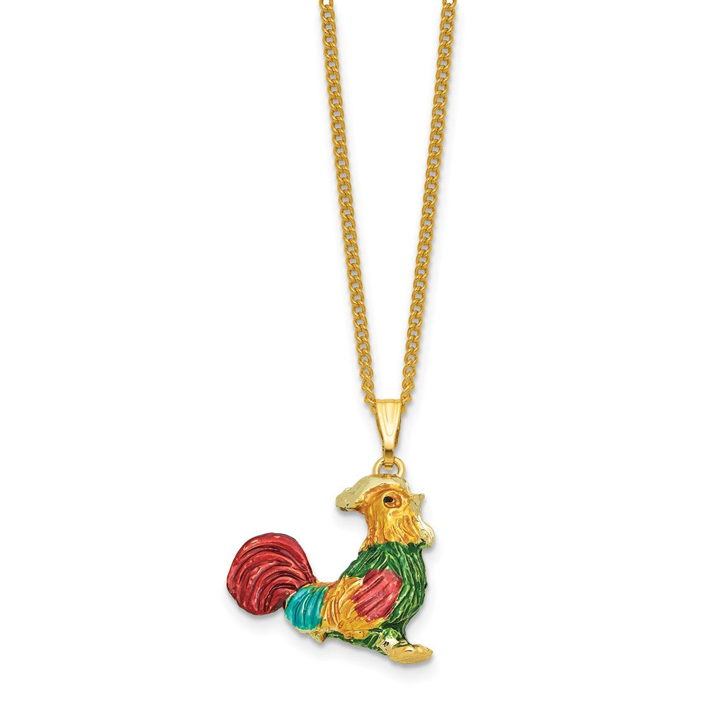 Luxury Giftware Bejeweled COLONEL Rooster Trinket Box with Matching 18 inch Necklace
