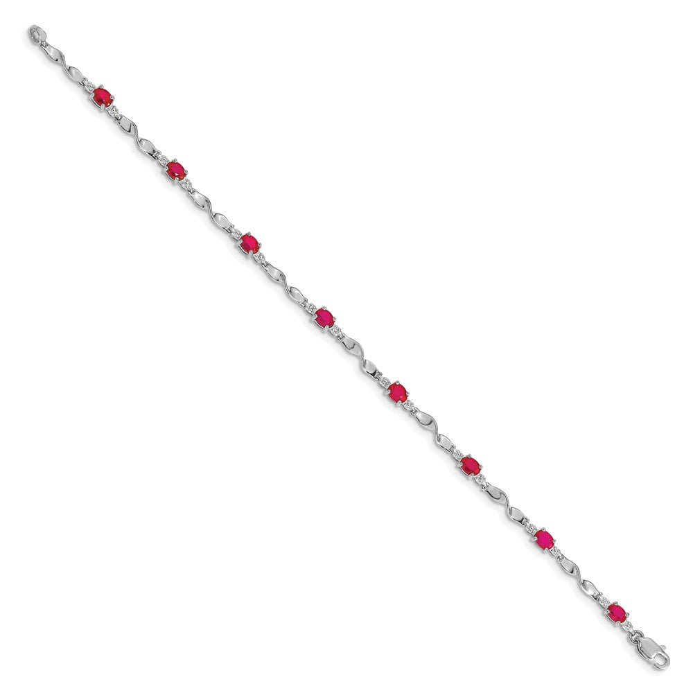 14k White Gold Diamond and Ruby Bracelet