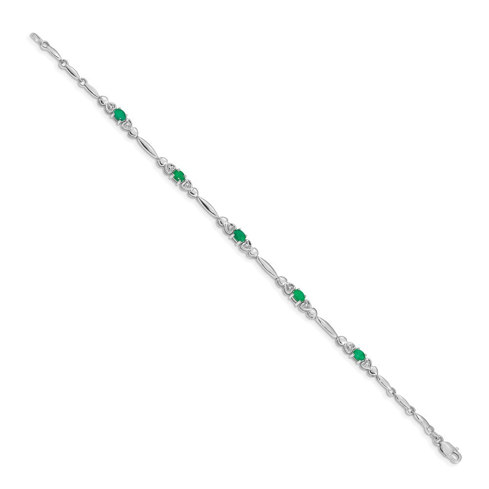 14k White Gold Diamond and Emerald Bracelet