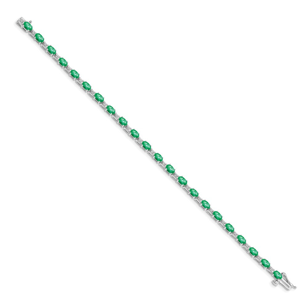 14k White Gold Diamond and Emerald Bracelet
