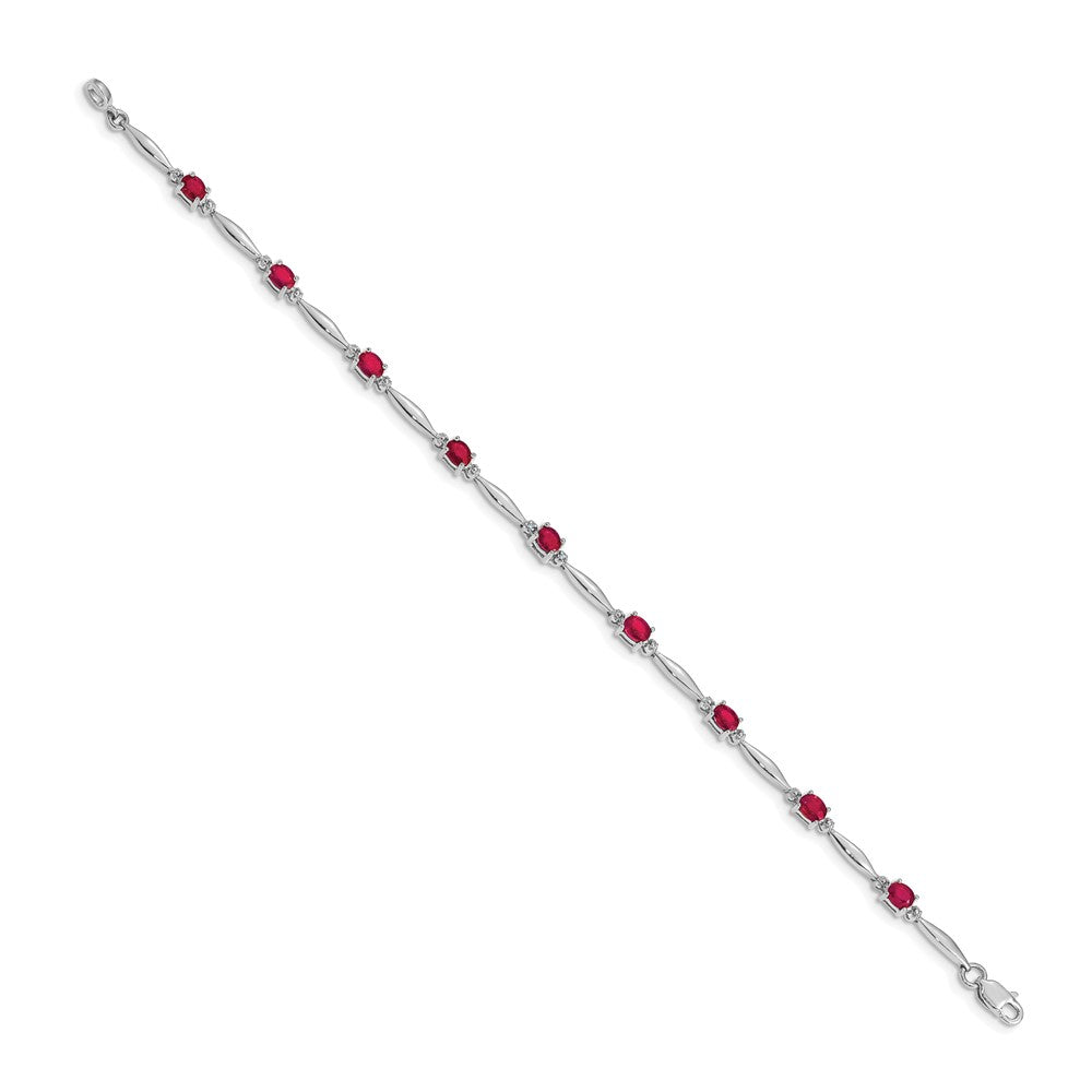 14k White Gold Diamond and Ruby Bracelet