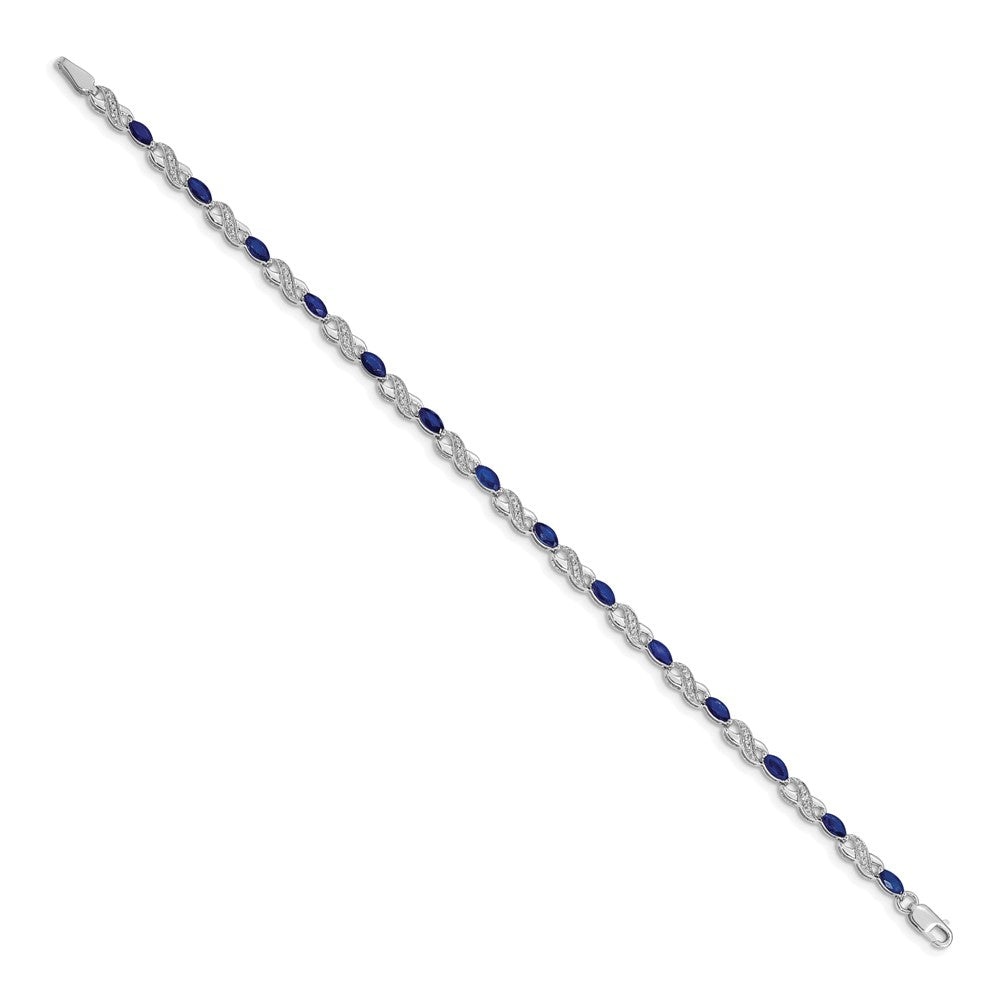 14k White Gold Diamond and Sapphire Infinity Bracelet
