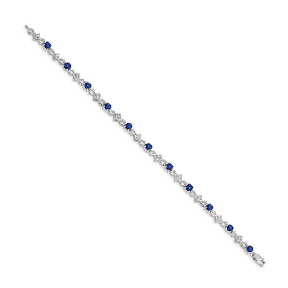14k White Gold Diamond and Sapphire Bracelet