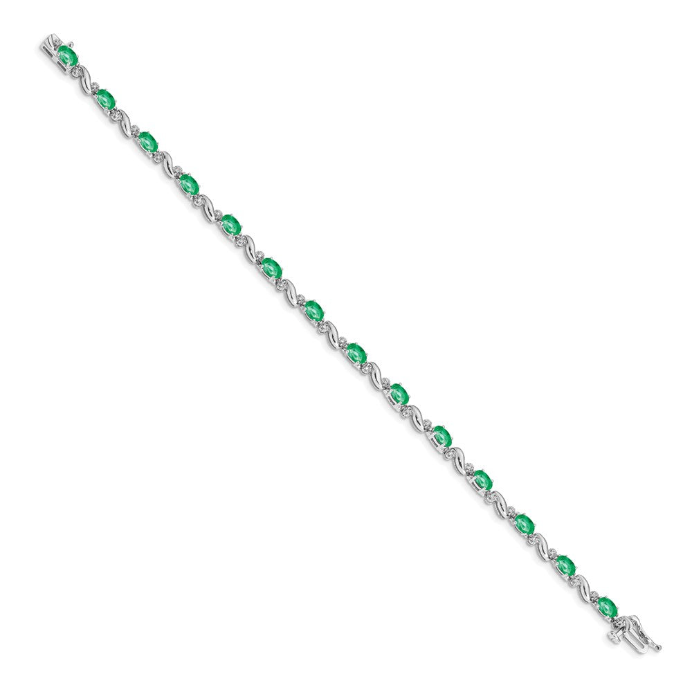 14k White Gold Diamond and Emerald Bracelet