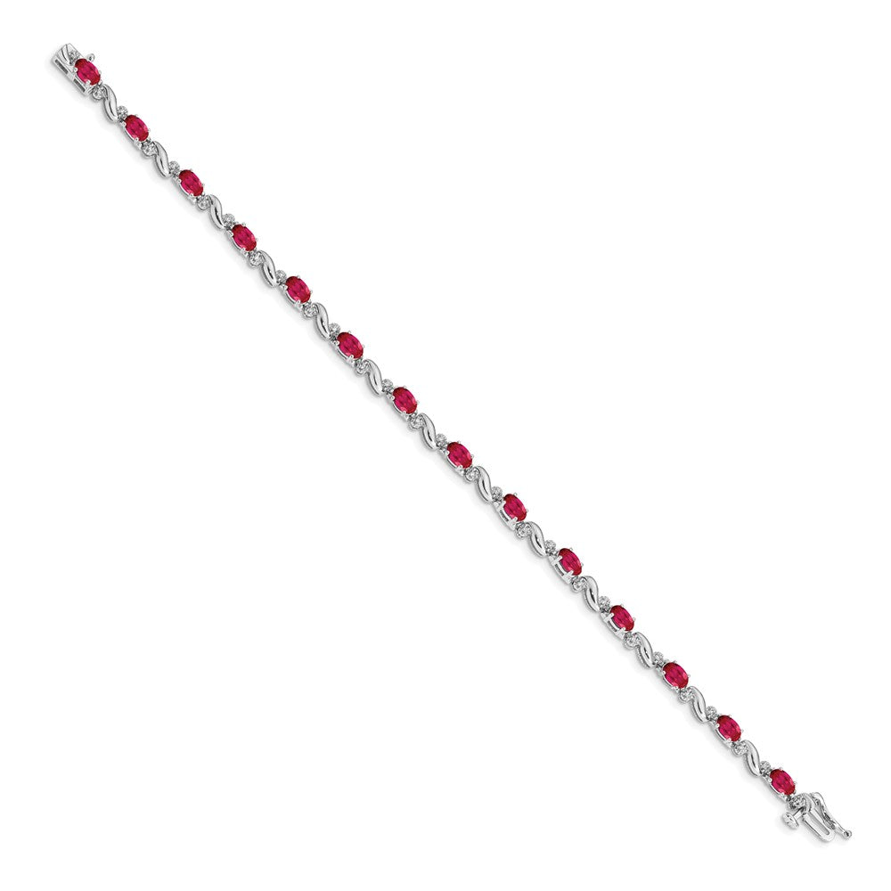 14k White Gold Diamond and Ruby Bracelet