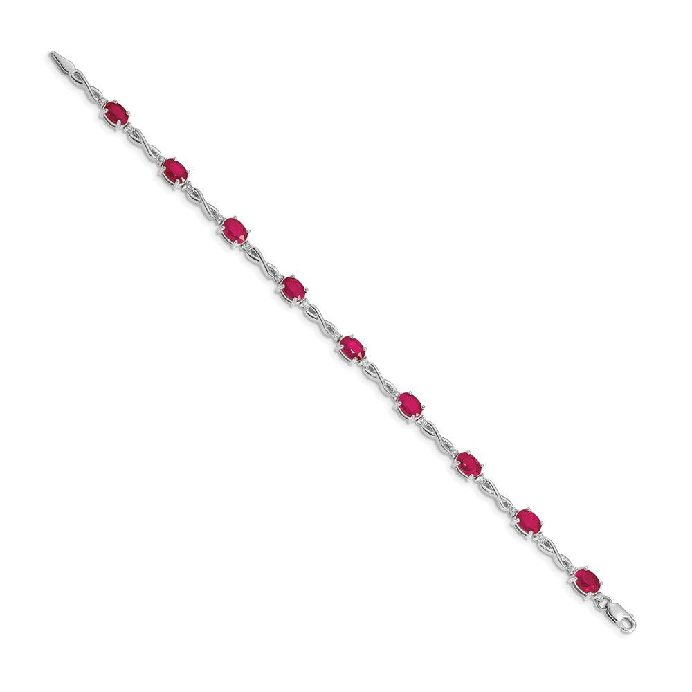 14k White Gold Diamond and Ruby Bracelet