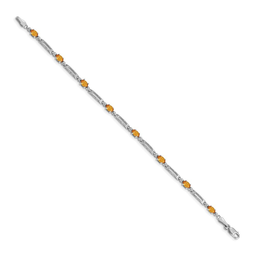 14k White Gold Diamond and Citrine Bracelet