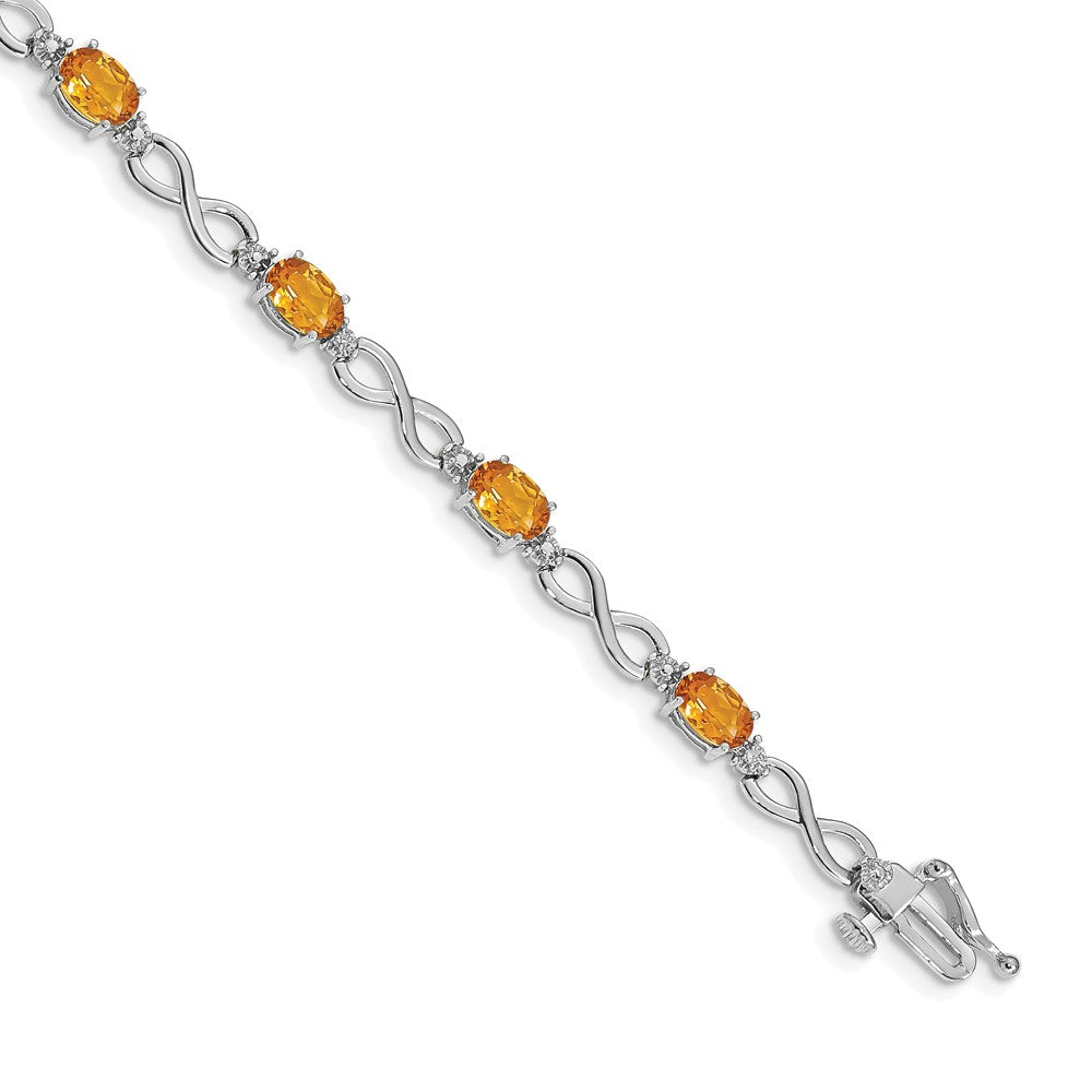 14k White Gold Citrine Diamond Infinity Bracelet