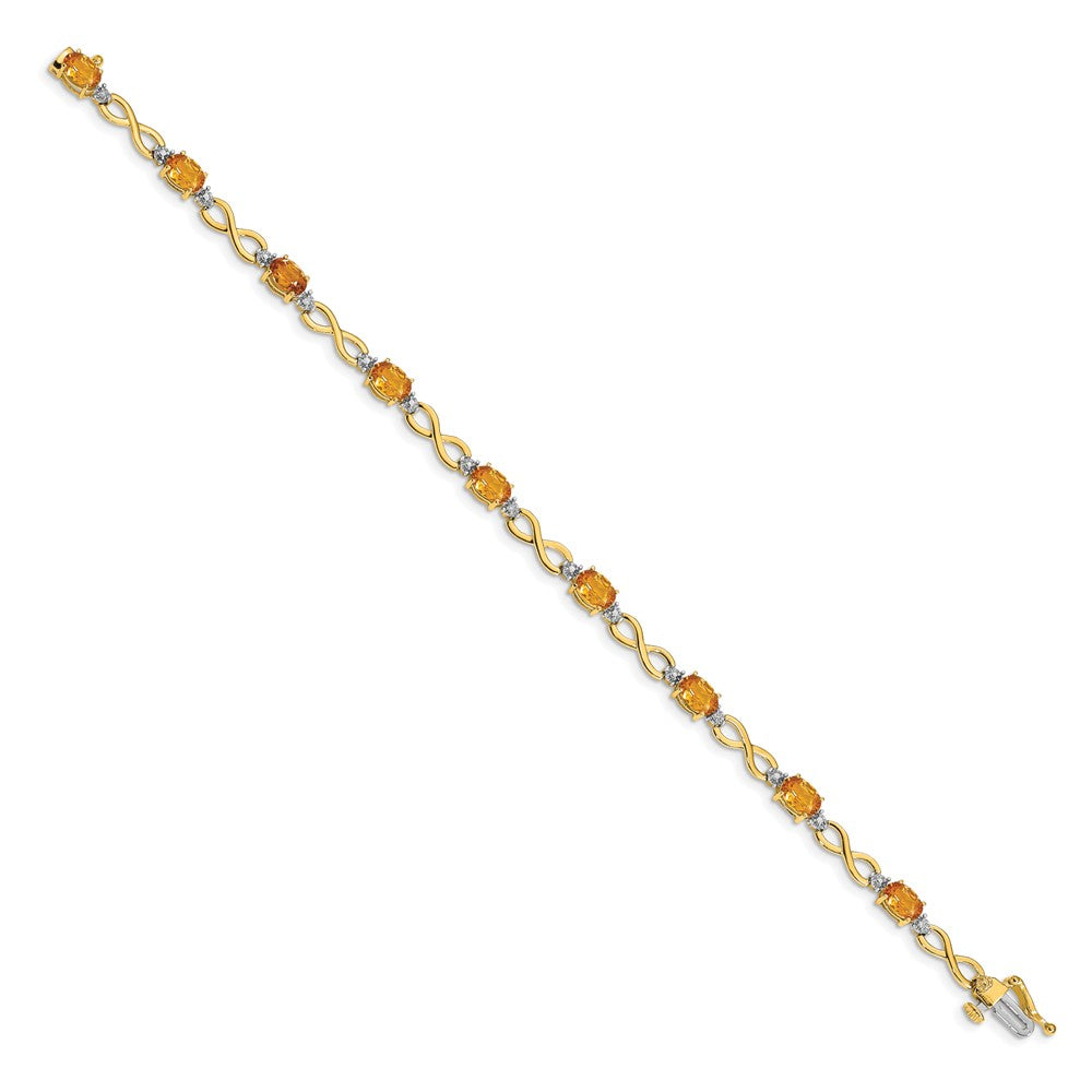 14k Citrine Diamond Infinity Bracelet