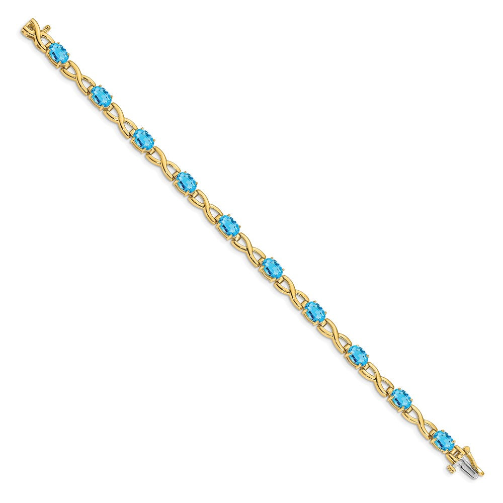 14k 7x5mm Oval Blue Topaz Bracelet