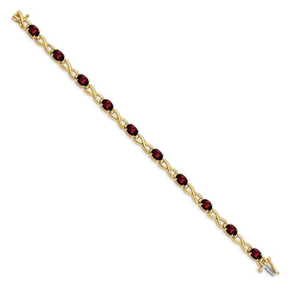 14k 7x5mm Oval Garnet Bracelet