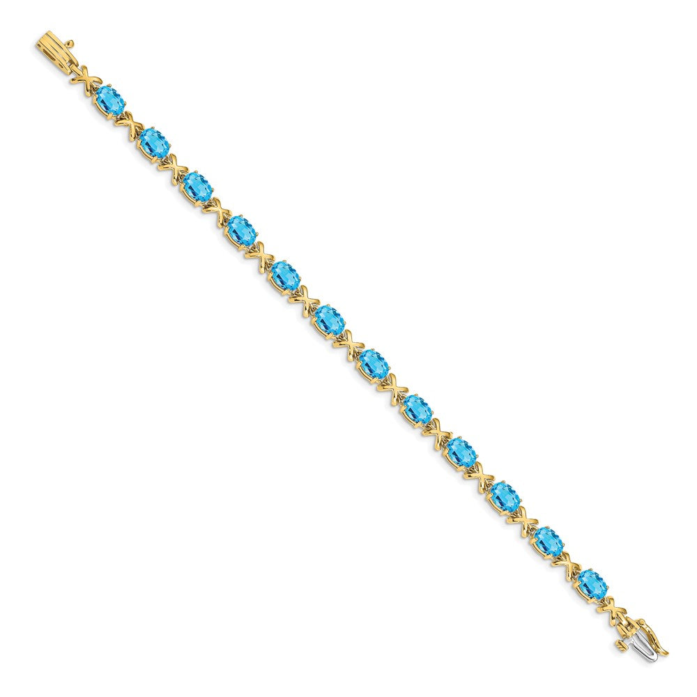 14k 7x5mm Oval Blue Topaz Bracelet