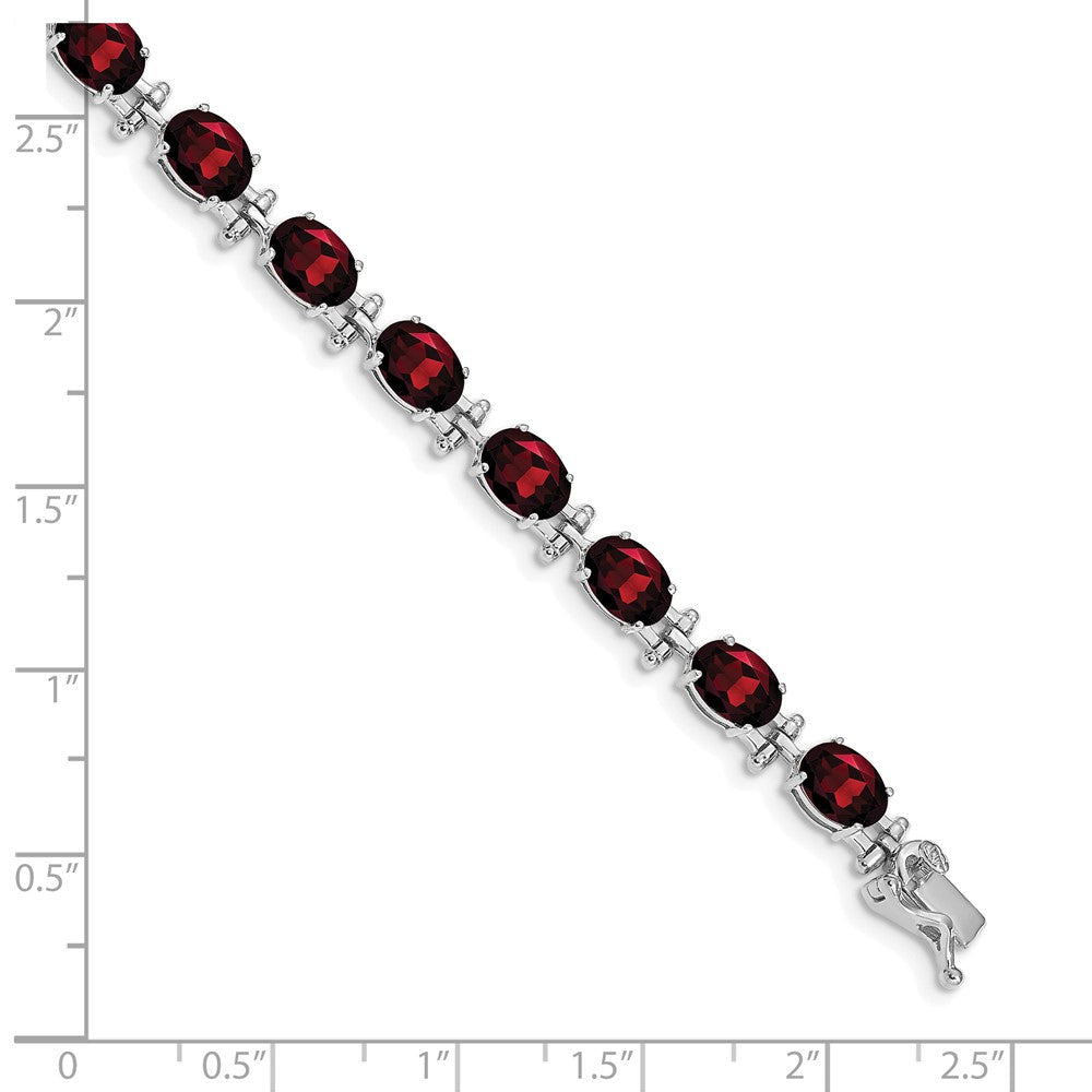 14k White Gold Garnet Bracelet