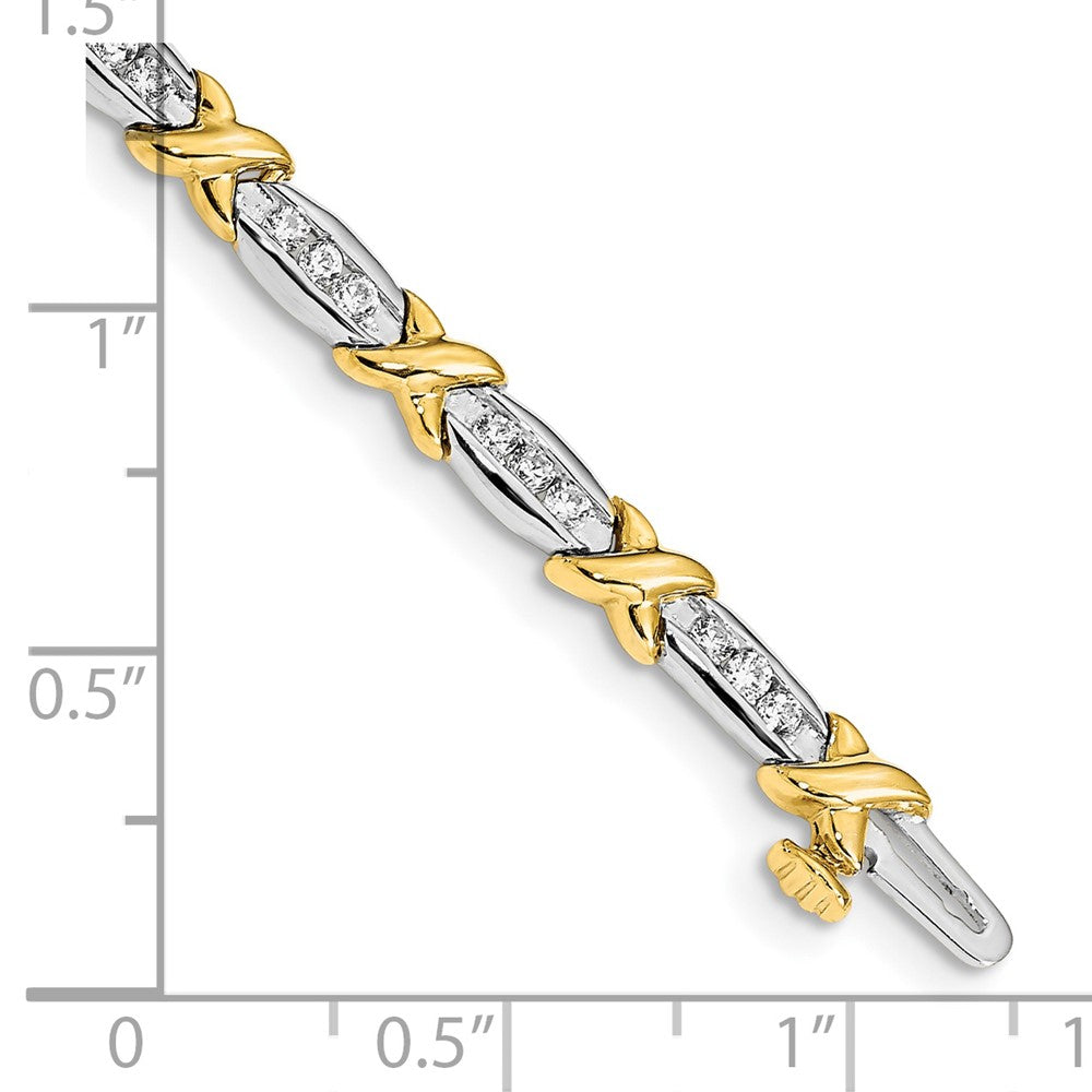 14k Two-tone Polished Fancy Diamond 6.5in Bracelet