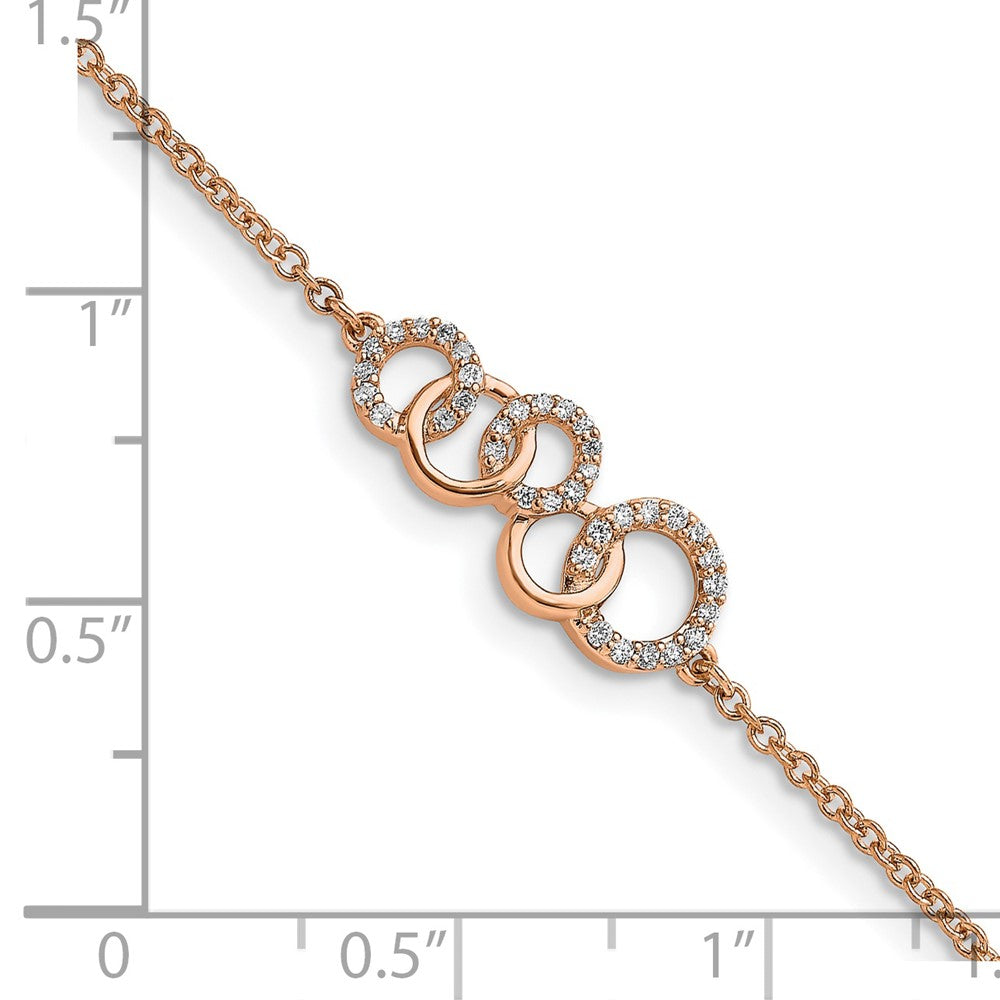 14k Rose Gold Diamond Circles w/Star Dangle 7in Bracelet
