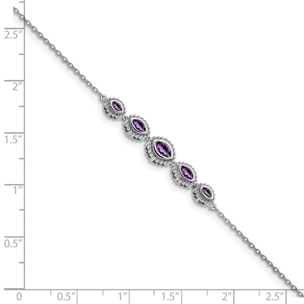 14k White Gold Marquise Amethyst Bracelet