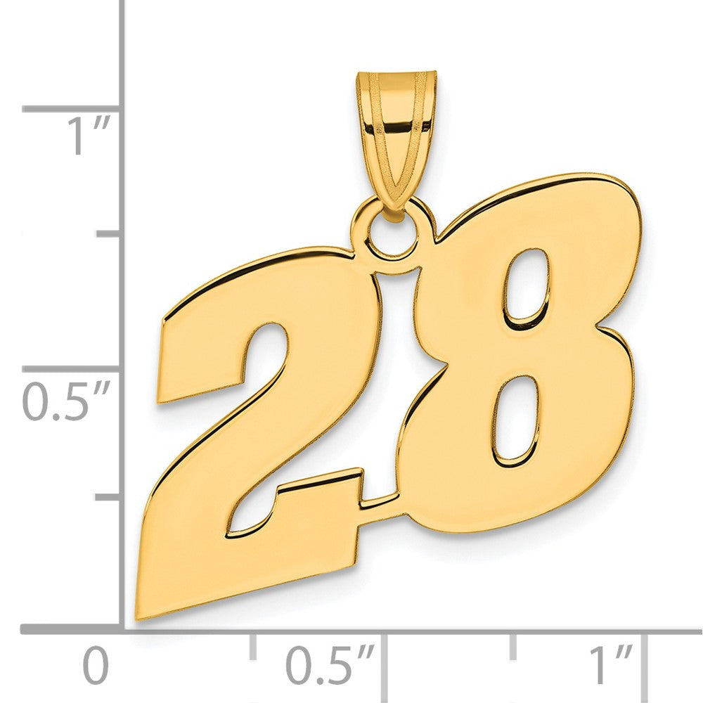 14k Polished Block Number 28 Pendant