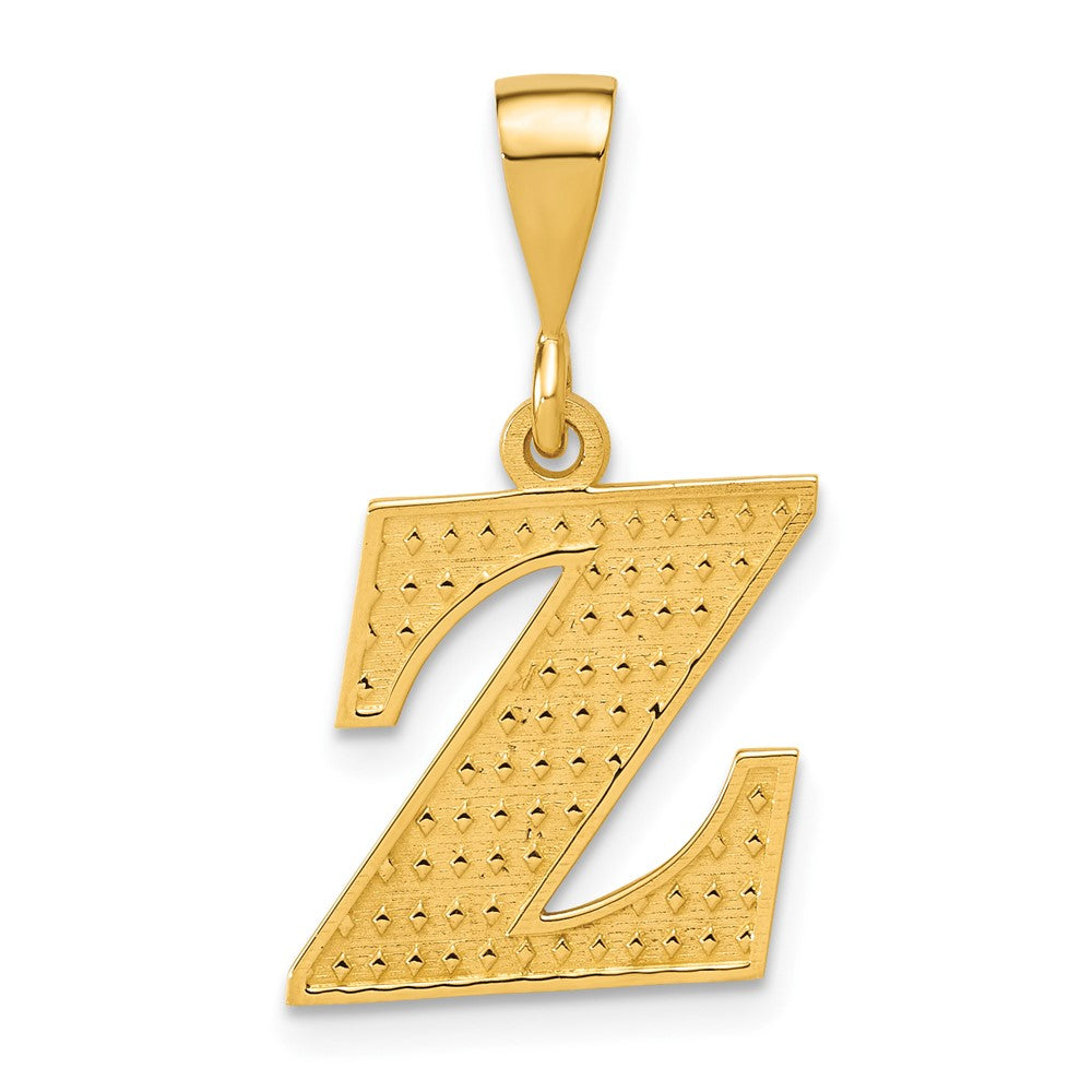 14k Textured Initial Z Charm