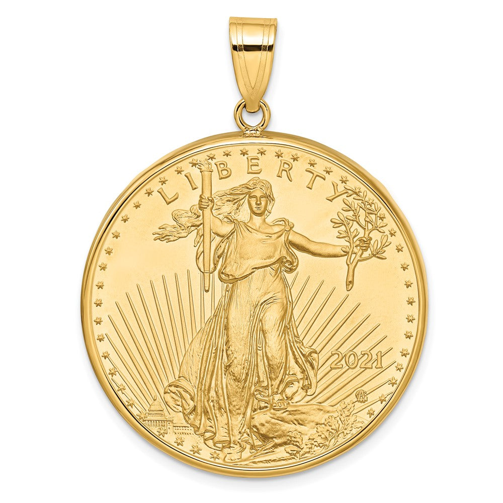 Wideband Distinguished Coin Jewelry 14k Polished Mounted 1oz American Eagle Prong Coin Bezel Pendant