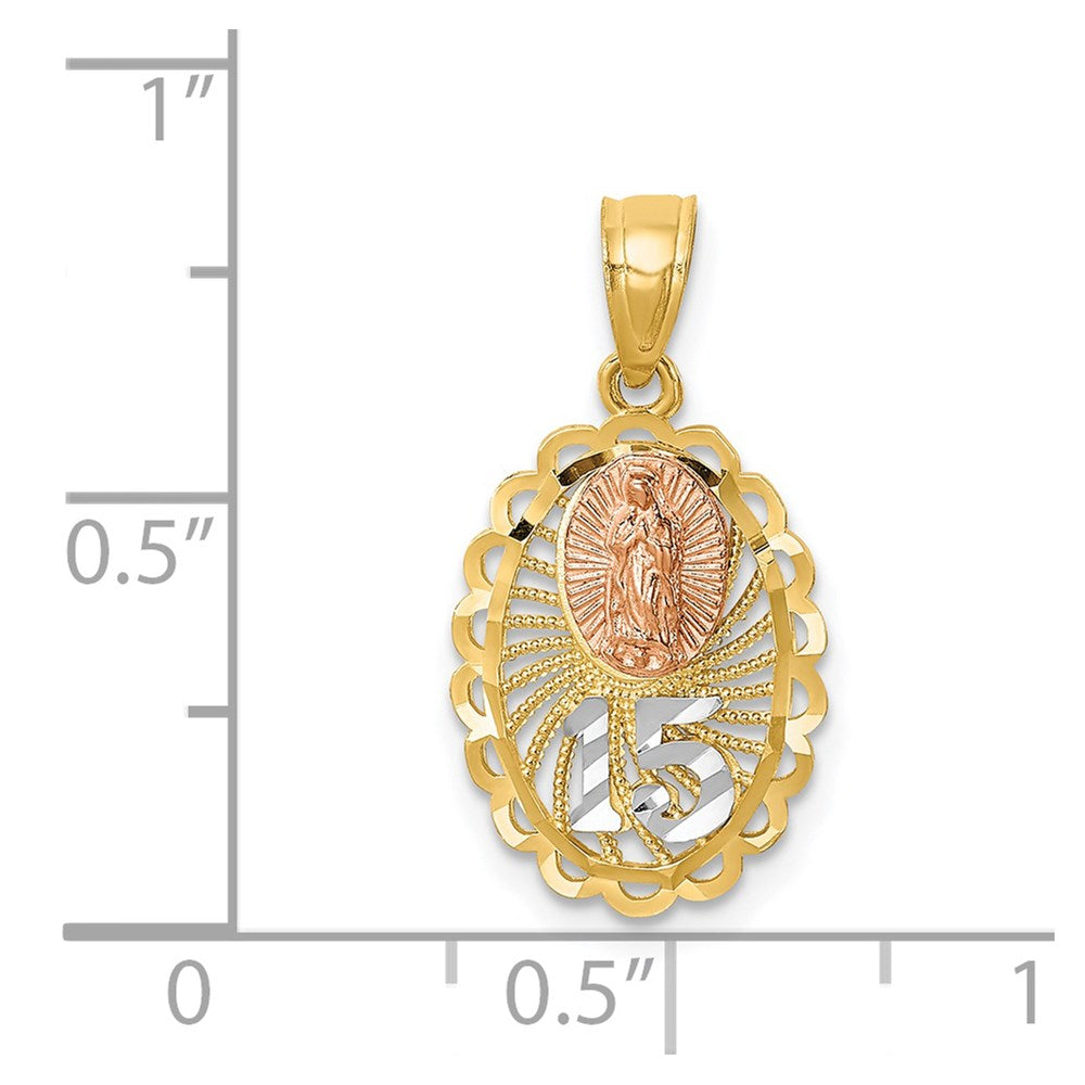 14K Two-tone w/White Rhodium of Guadalupe 15 Pendant
