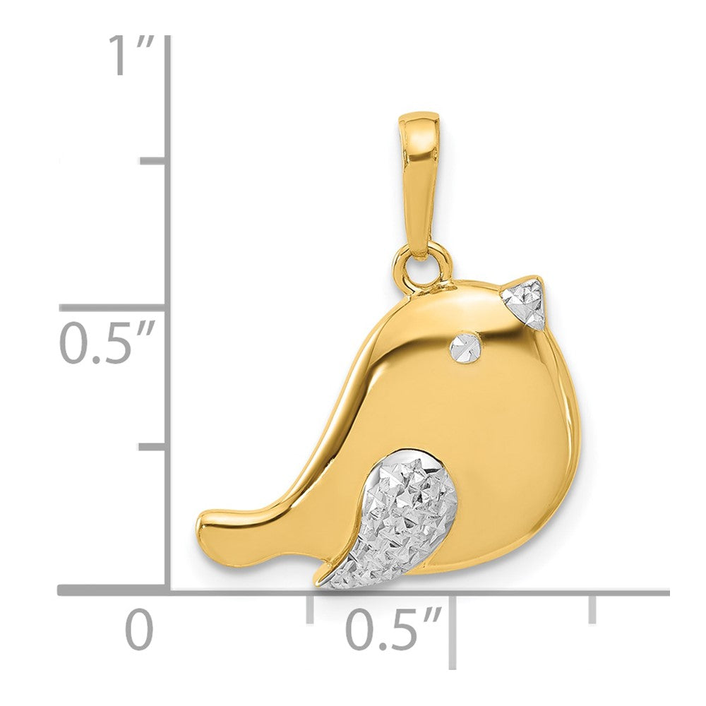 14K and White Rhodium D/C Bird Pendant
