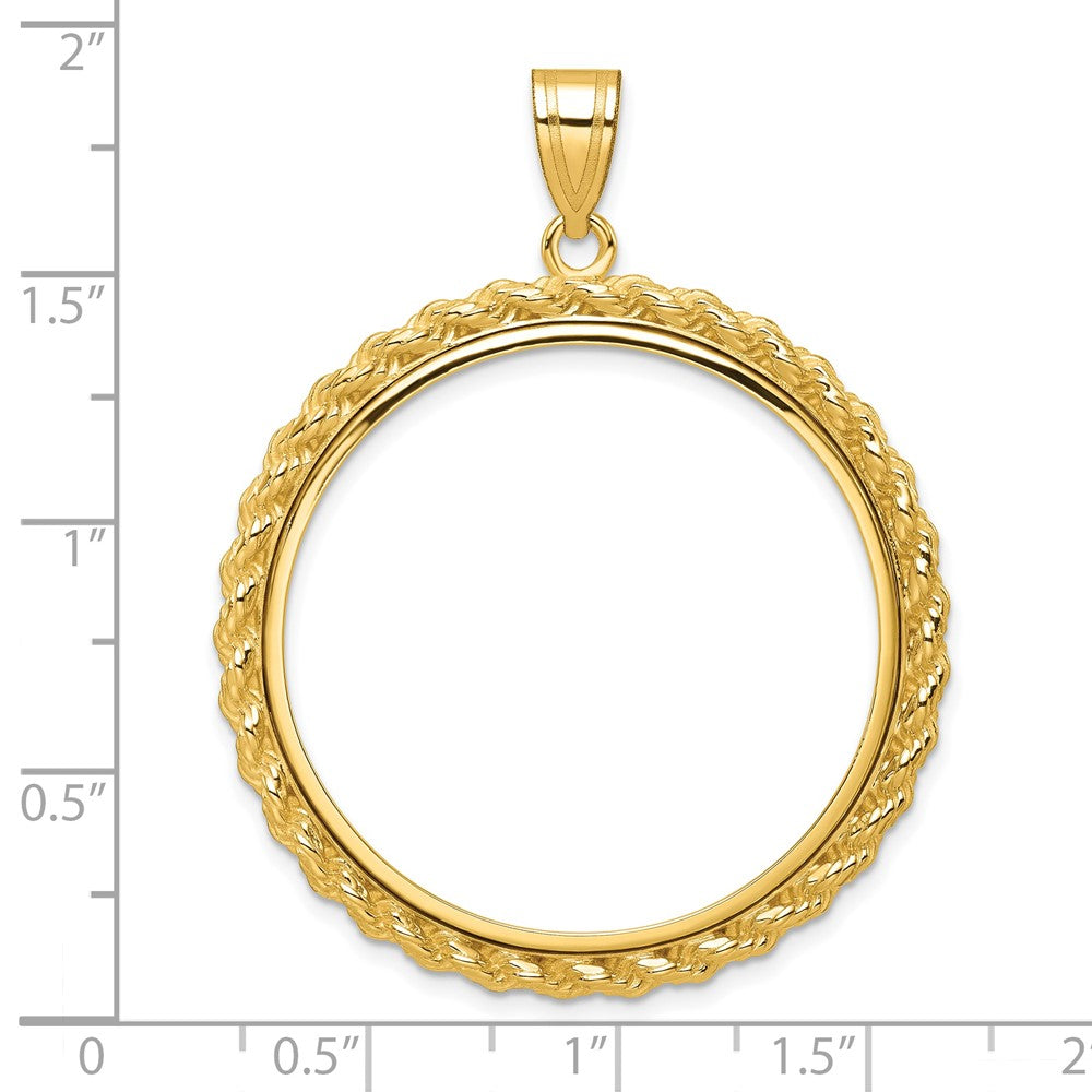 Wideband Distinguished Coin Jewelry 14k Polished with Casted Rope 32.0mm Prong Coin Bezel Pendant