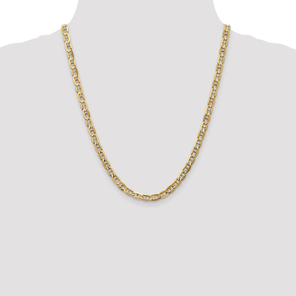 14K 22 inch 5.25mm Concave Anchor with Lobster Clasp Chain