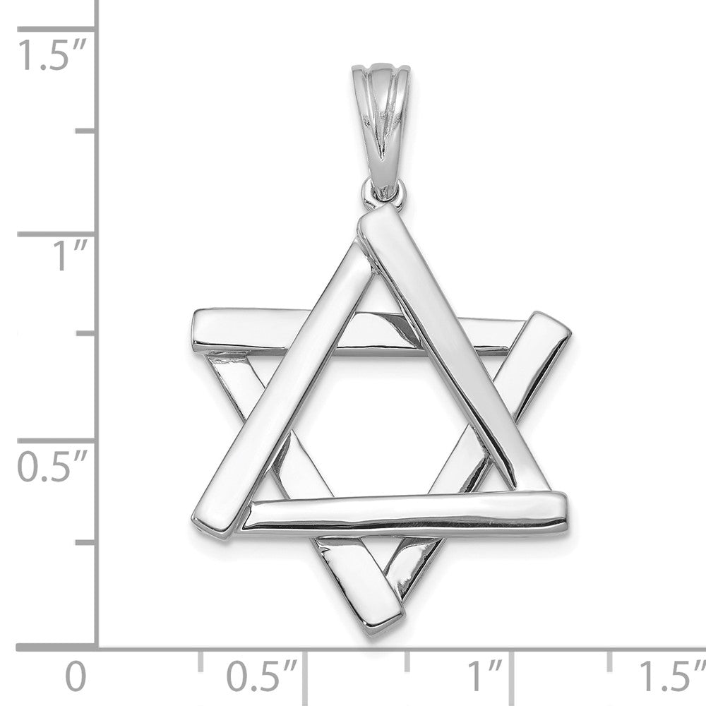 14k WHITE GOLD Star Of David Pendant