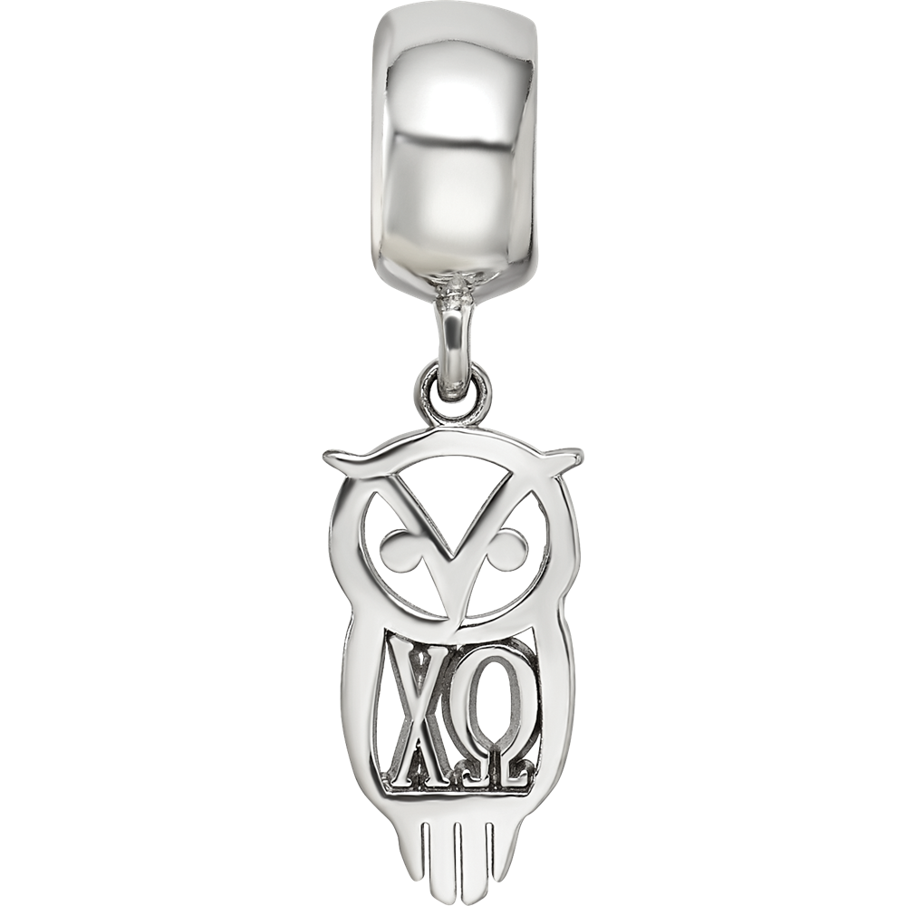 Sterling Silver Rhodium-plated Chi Omega Own Charm on Bead
