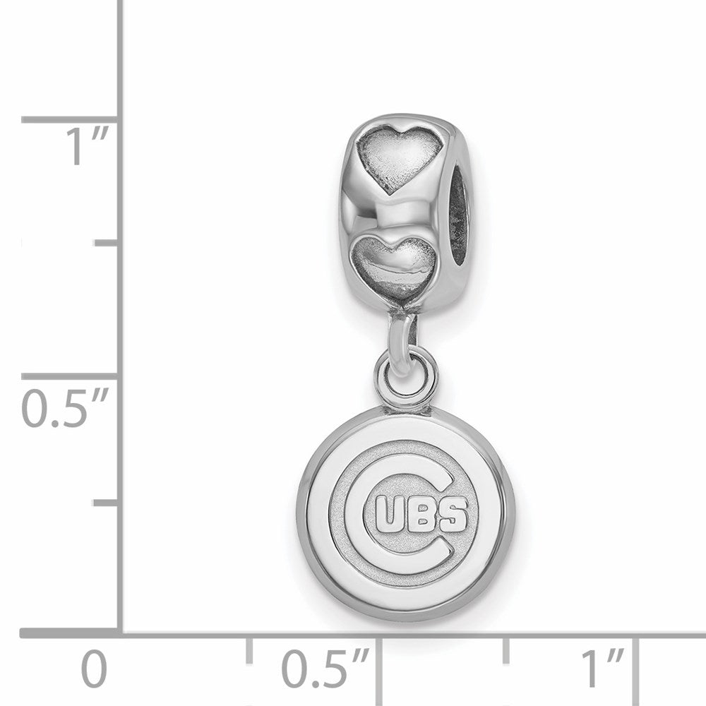 Sterling Silver Rhodium-plated Chicago Cubs C Heart Bead