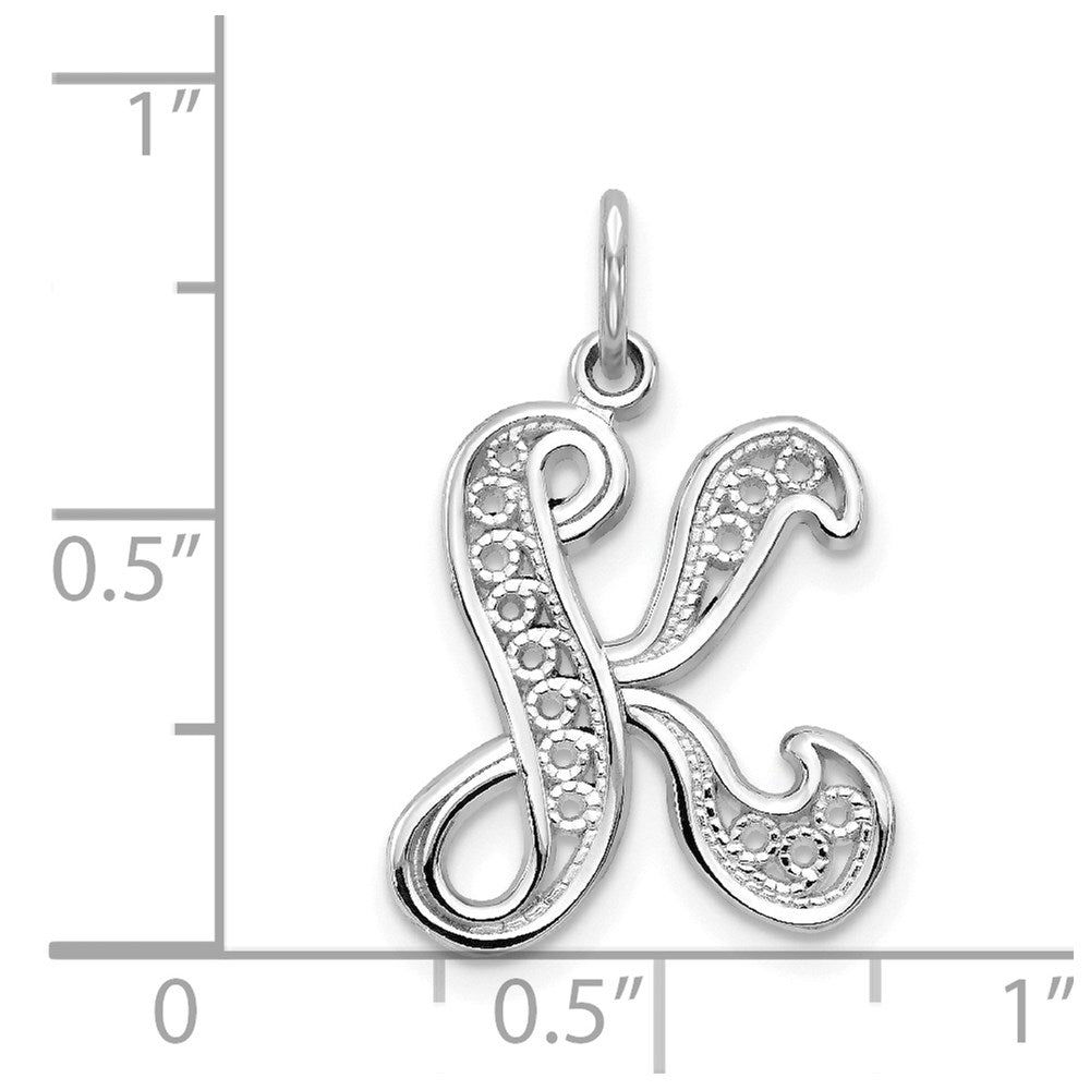 10KW Filigree Initial K Pendant