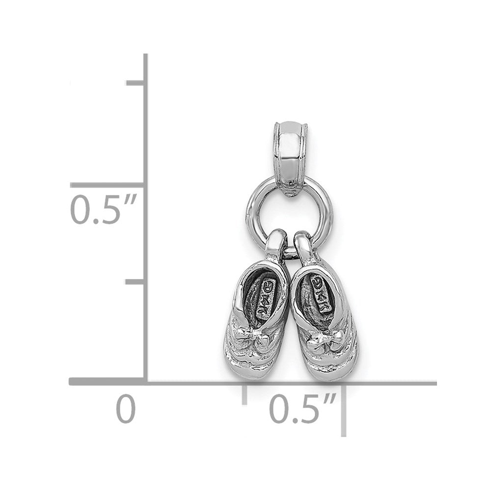 14k 3D Moveable White Gold Shoes Charm