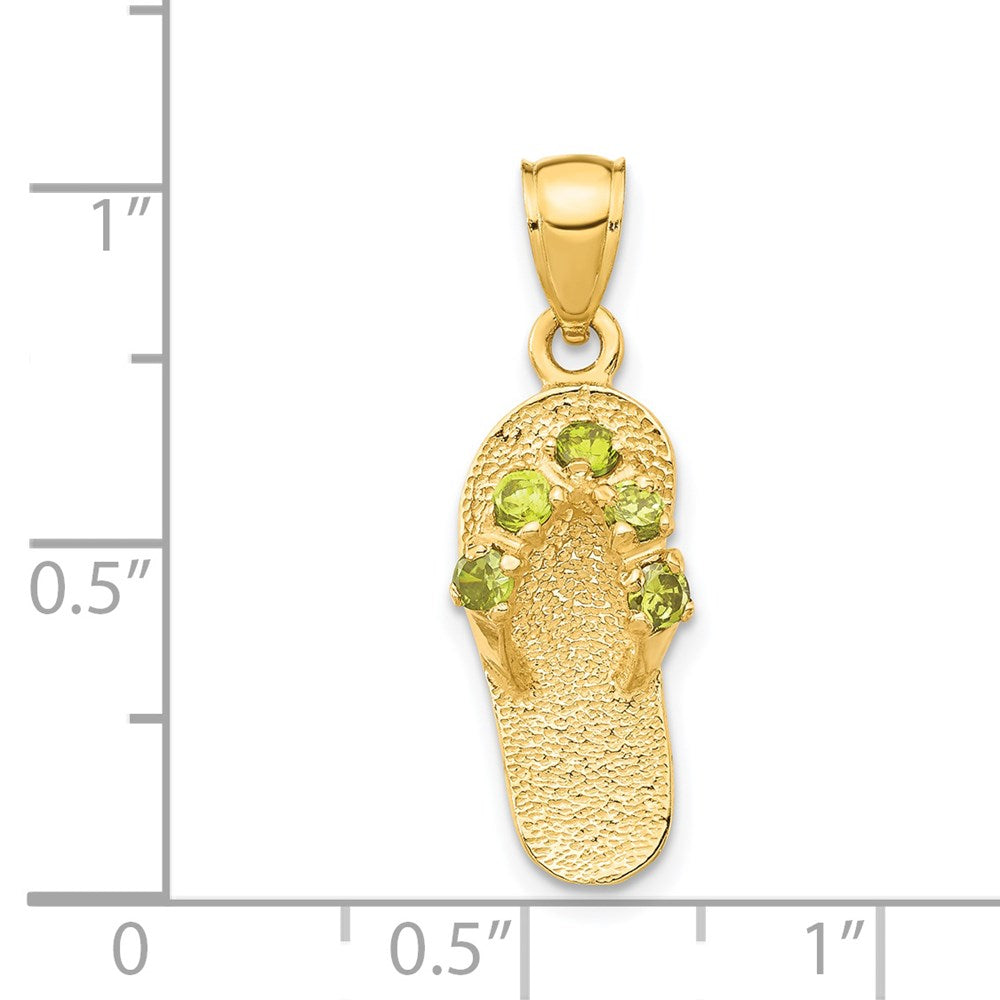 14k 3D August/CZ Birthstone Flip Flop Pendant