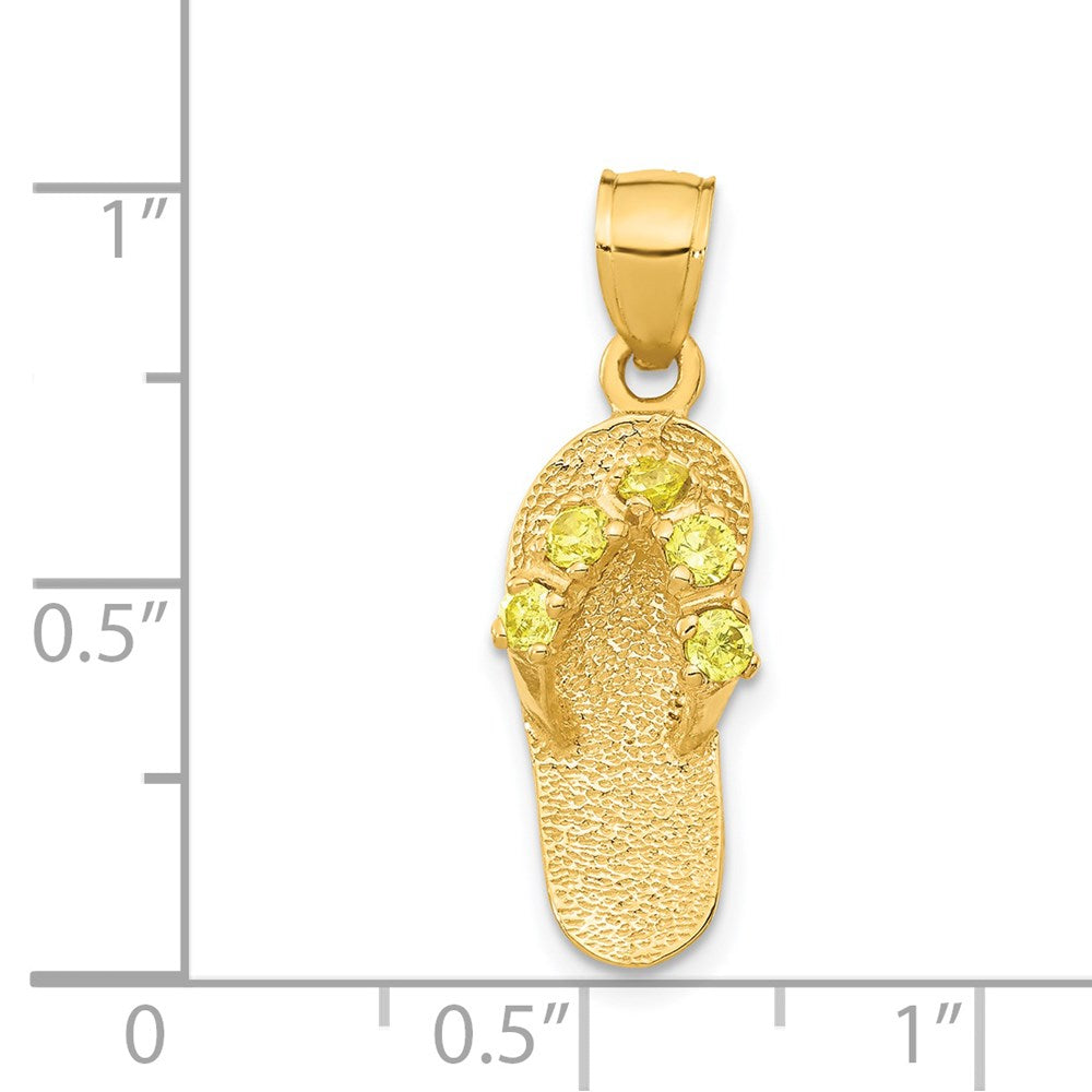 14k 3D November/CZ Birthstone Flip Flop Pendant