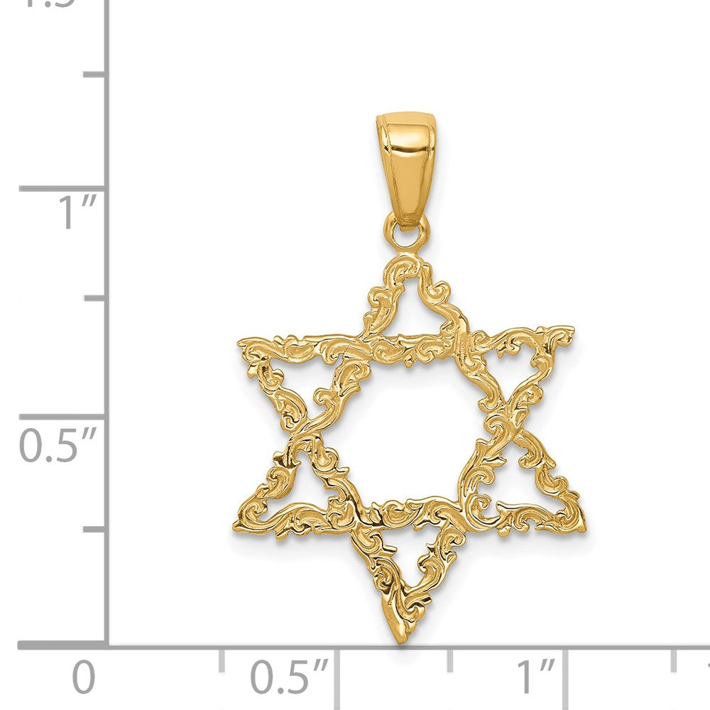 14k Yellow Gold Star of David Pendant