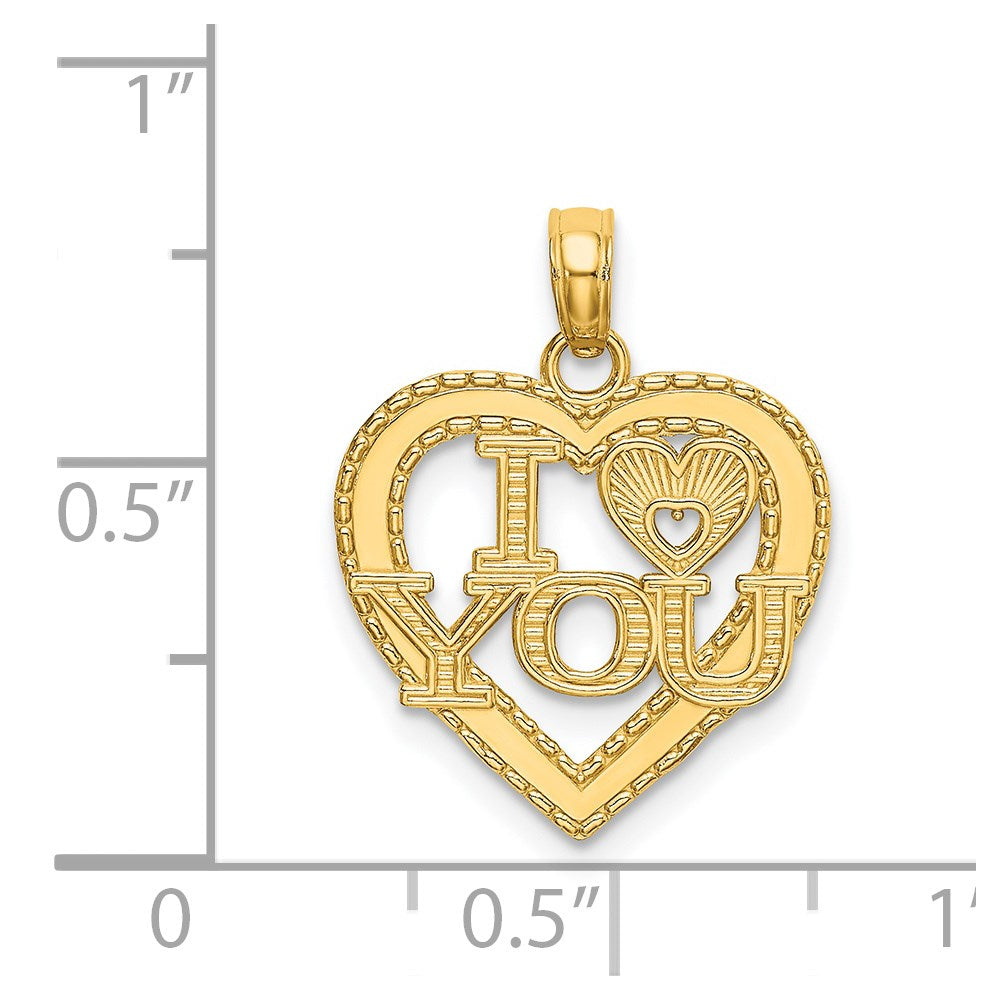 14K Yellow Gold I HEART YOU Charm