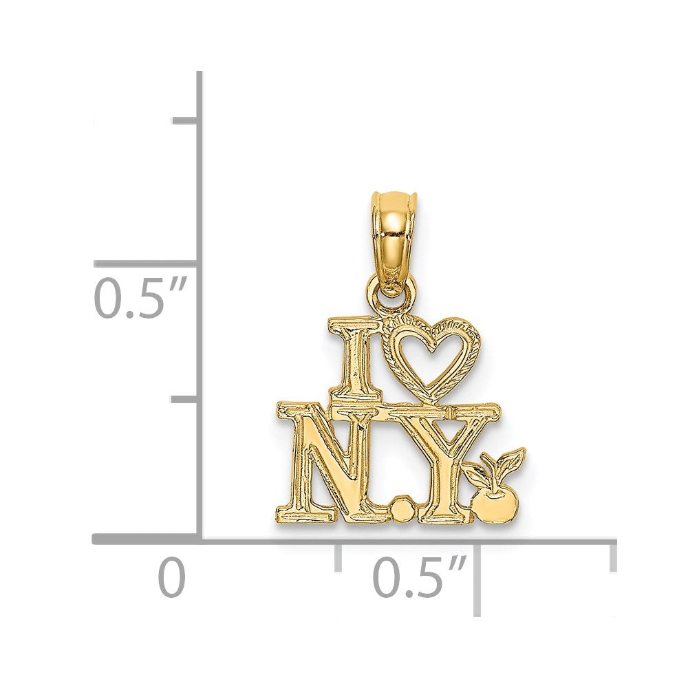 14k Yellow Gold I HEART NY Charm, Weight: 0.67g, Length: 10.4mm