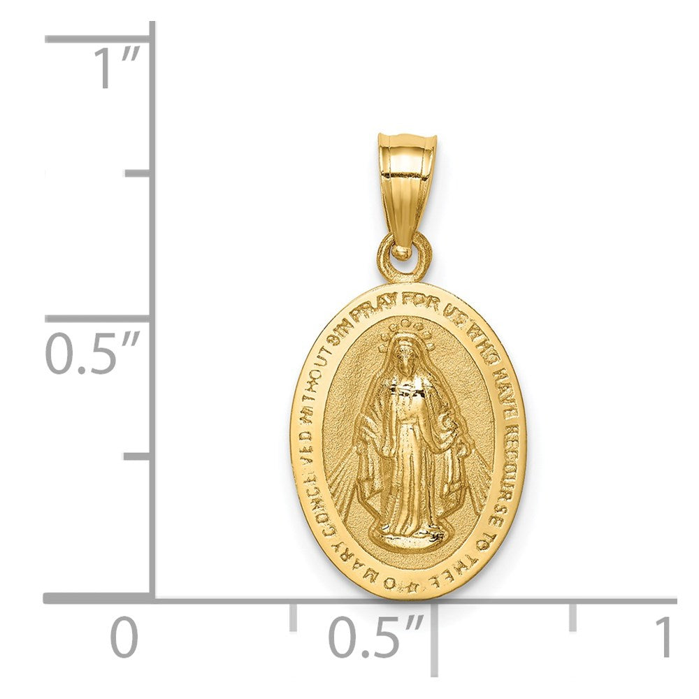 14K Polished Virgin Mary Medal Pendant