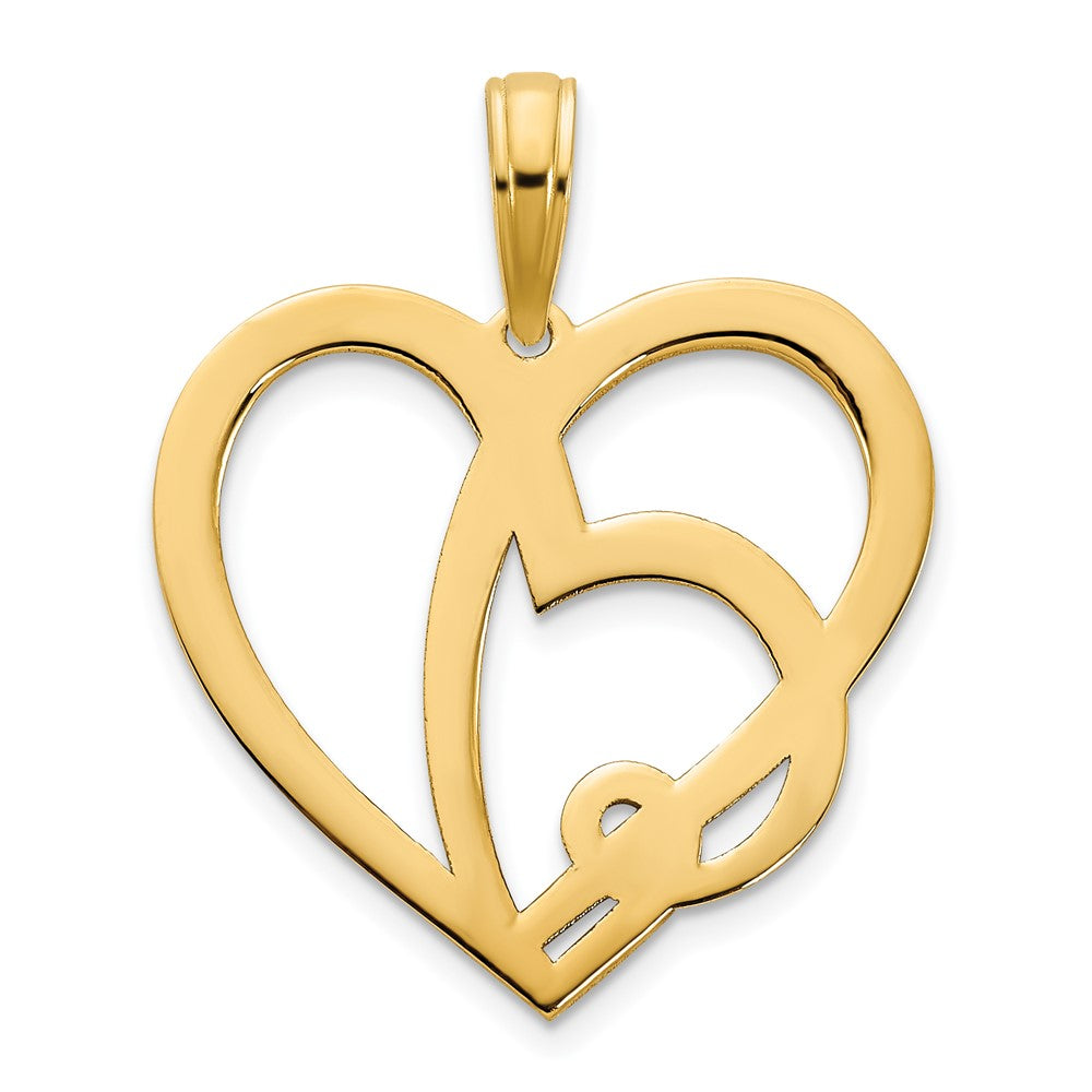 14k Yellow Gold Heart in a Heart Pendant
