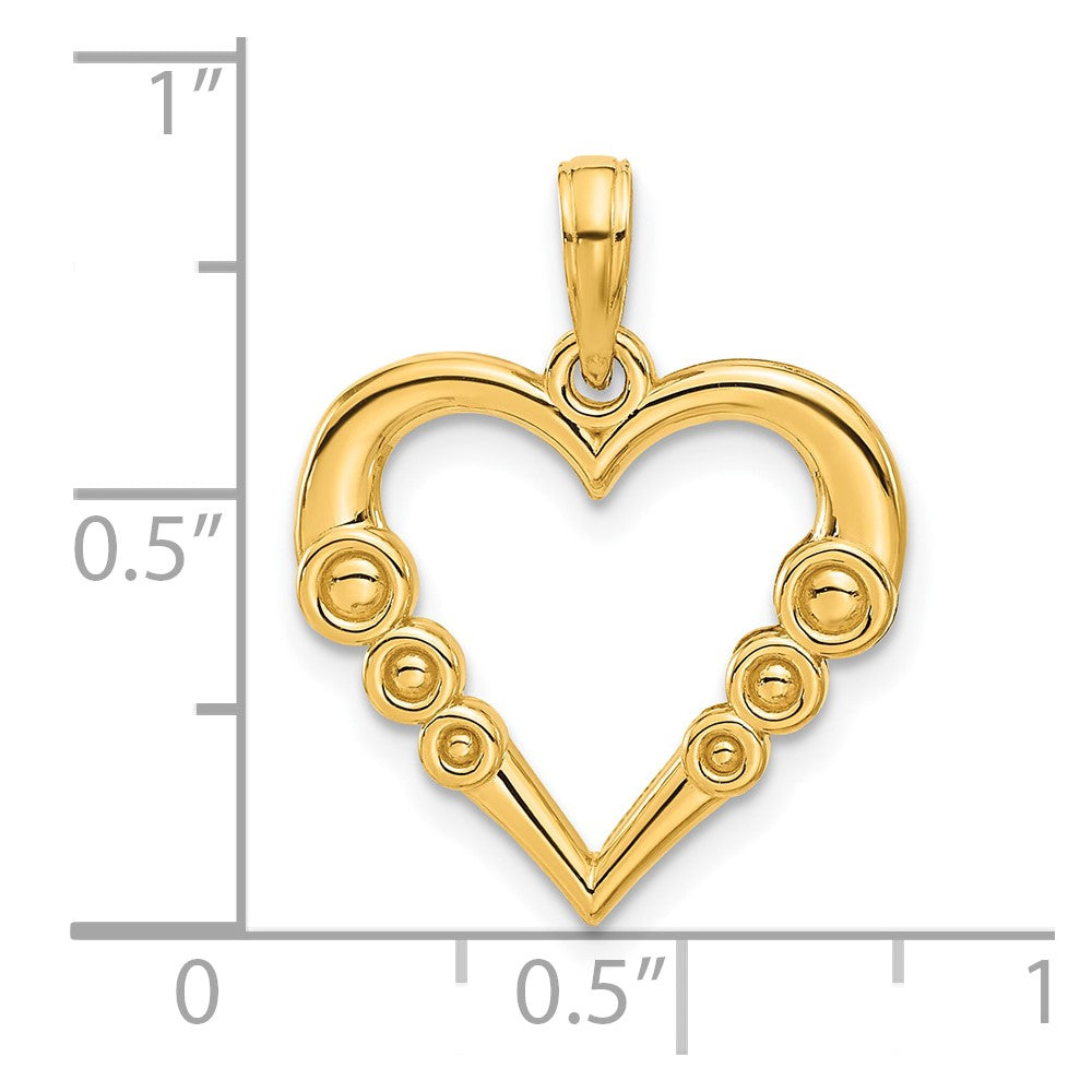 14k Polished Heart with Circles Pendant