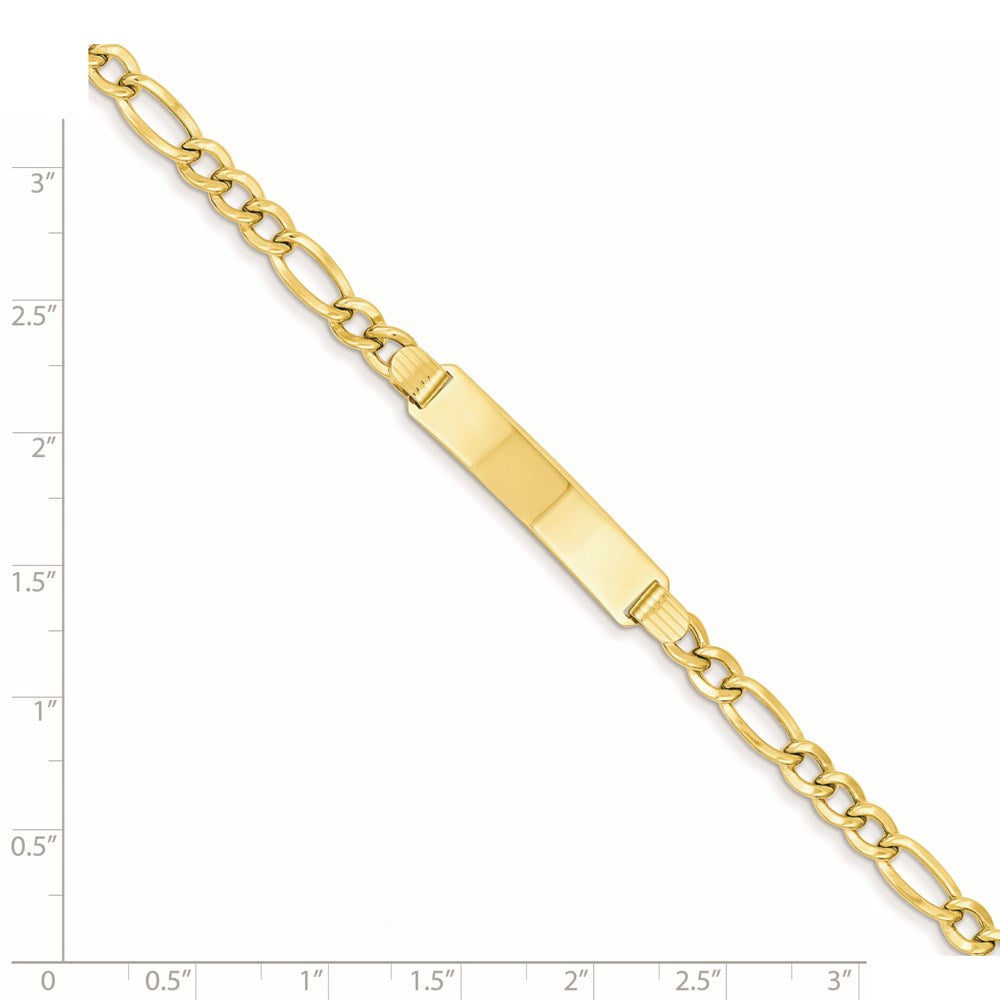 14k Yellow Gold Semi-solid Figaro ID Bracelet