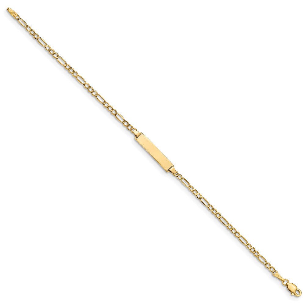 14k Semi-Solid Polished Figaro ID Bracelet
